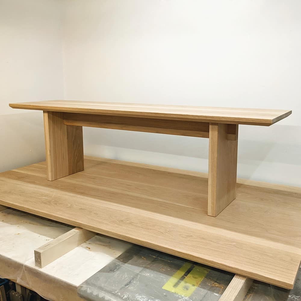 May 11th, 2021: This solid white oak bench is ready for finishing!